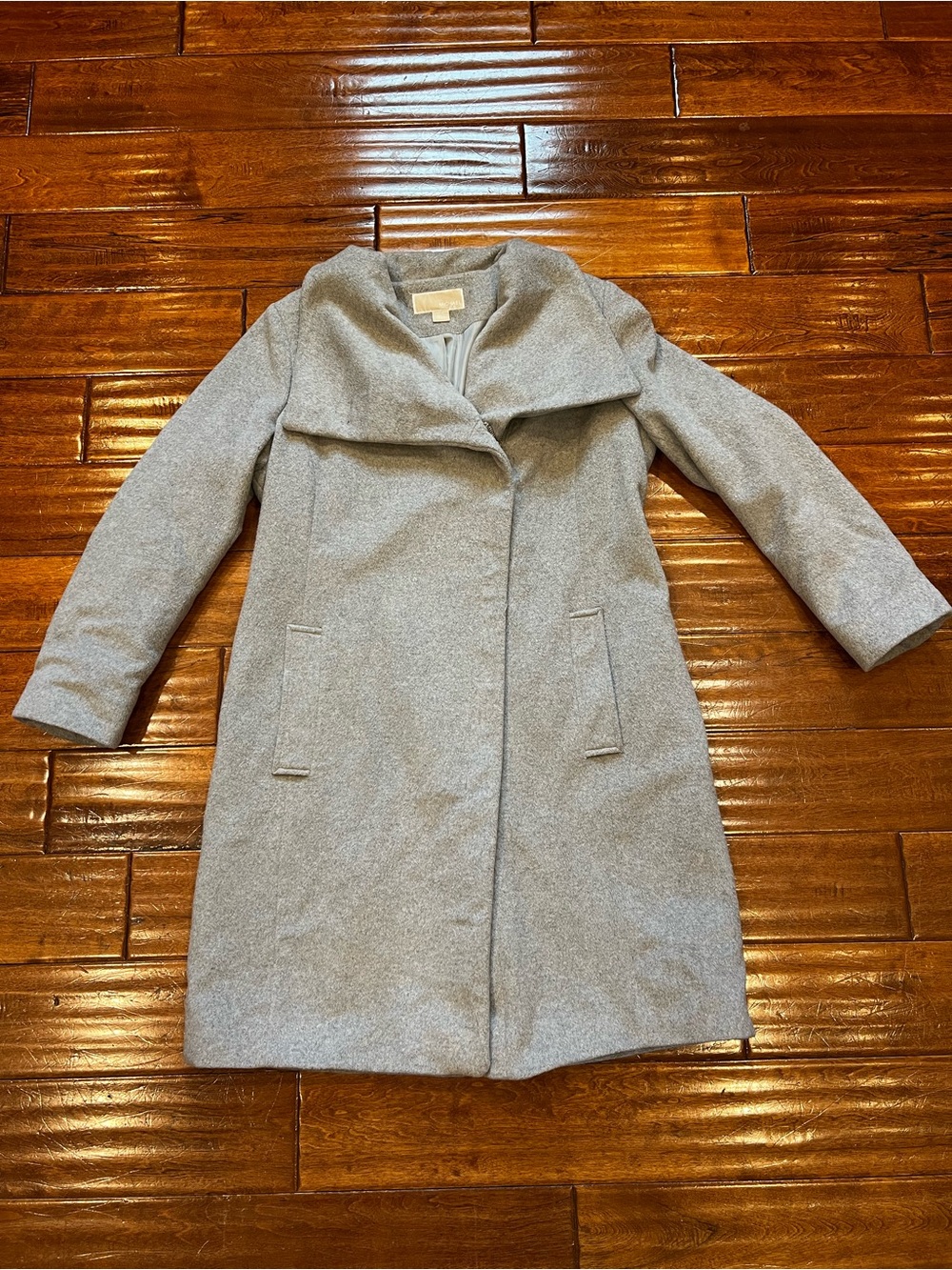 Michael Kors Women's Light Gray Wool-Blend Funnel Collar Coat